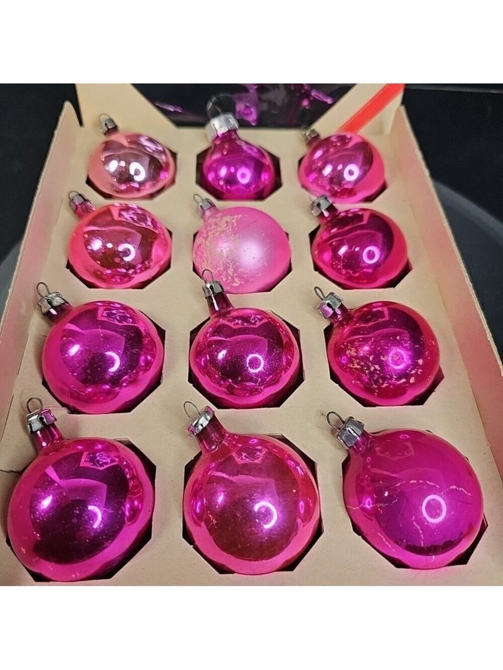 Vintage Glass Christmas Ornaments Balls Baubles Poland Germany Etc Pink Color